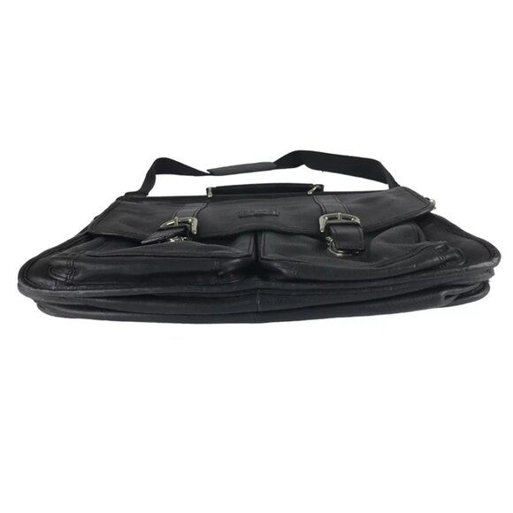 Wilsons Leather Unisex Black Pelle Studio Detachable Strap Divider Briefcase Bag - Picture 6 of 11